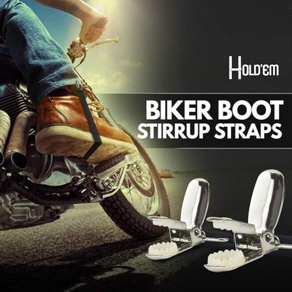 Hold’Em Biker Elastic Boot Stirrup Strap Motorcycle EXTRA STRONG METAL CLIP - Picture 9 of 9